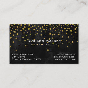 Chalkboard Gold Confetti Professional Zwart Visitekaartje