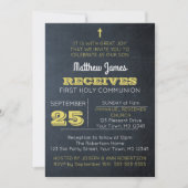 Chalkboard Gold eerste communie uitnodiging (Voorkant)