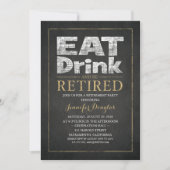Chalkboard Gold Effect Feminine Retirement Party Kaart (Voorkant)