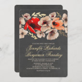 Chalkboard Gold Floral Rustic Wedding Kaart (Voorkant / Achterkant)
