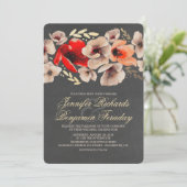 Chalkboard Gold Floral Rustic Wedding Kaart (Staand voorkant)
