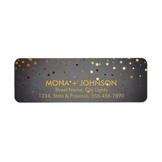 Chalkboard Gold Glitter Sparkle Confetti Stippen Etiket (Voorkant)