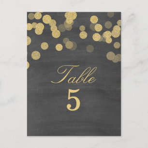 Chalkboard Gold Glitter Trouwtafel Nummer Briefkaart