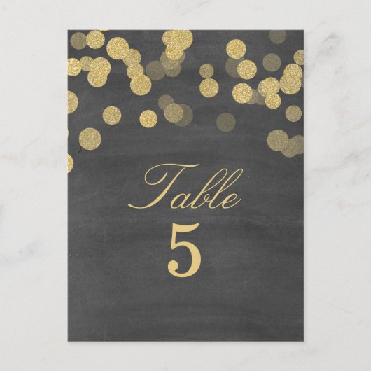 Chalkboard Gold Glitter Trouwtafel Nummer Briefkaart (Voorkant)