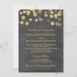 Chalkboard Gold Glitter Wedding Invitting Kaart