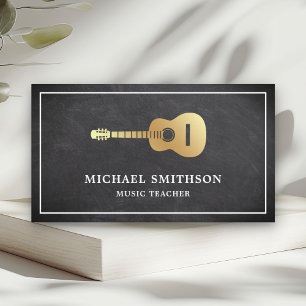 Chalkboard Gold Guitar Music Teacher Gitarist Visitekaartje
