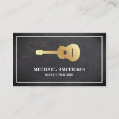 Chalkboard Gold Guitar Music Teacher Gitarist Visitekaartje (Voorkant)