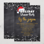 Chalkboard Gold Holiday Dinner Party Uitnodiging (Voorkant / Achterkant)