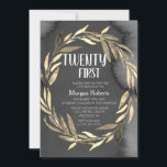 Chalkboard Gold Leaf Wreath 21st Birthday Party Kaart<br><div class="desc">Chalkboard Gold Leaf Wreath 21st Birthday Party Invitation Matching collectie in Niche and Nest store. Kunstwerk: www.EssemCreatives.etsy.com</div>
