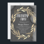 Chalkboard Gold Leaf Wreath 21st Birthday Party Kaart<br><div class="desc">Chalkboard Gold Leaf Wreath 21st Birthday Party Invitation Matching collectie in Niche and Nest store. Kunstwerk: www.EssemCreatives.etsy.com</div>