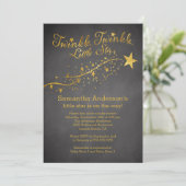 Chalkboard Gold Little Star Baby shower Invitation Kaart (Staand voorkant)