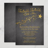 Chalkboard Gold Little Star Baby shower Invitation Kaart (Voorkant / Achterkant)