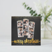 Chalkboard & Gold Merry Kerstfeestdag Foto Feestdagenkaart (Staand voorkant)