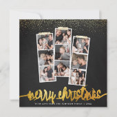 Chalkboard & Gold Merry Kerstfeestdag Foto Feestdagenkaart (Voorkant)
