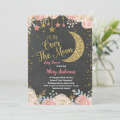 Chalkboard Gold Moon Baby shower voor meisje Kaart (Staand voorkant)
