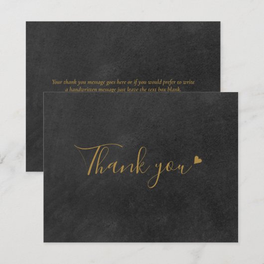 Chalkboard Gold Script Business Dank je kaart (Voorkant / Achterkant)