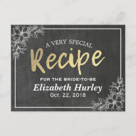 Chalkboard Gold Script Floral Vrijgezellenfeest Re Uitnodiging Briefkaart