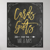 Chalkboard Gold Script-Kaarten en cadeaubonnen voo Poster (Voorkant)