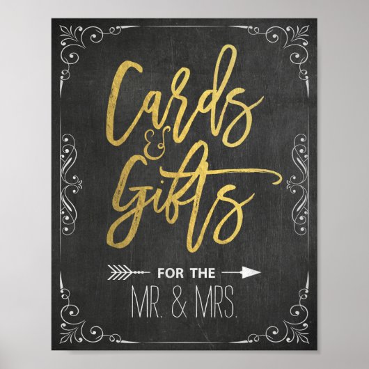 Chalkboard Gold Script-Kaarten en cadeaubonnen voo Poster (Voorkant)