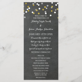 Chalkboard Gold Silver Confetti Wedding Program Programmakaart