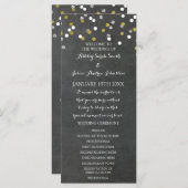 Chalkboard Gold Silver Confetti Wedding Program Programmakaart (Voorkant / Achterkant)