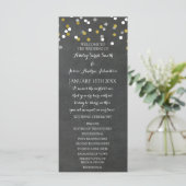 Chalkboard Gold Silver Confetti Wedding Program Programmakaart (Staand voorkant)