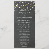 Chalkboard Gold Silver Confetti Wedding Program Programmakaart (Voorkant)