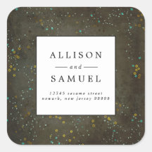 Chalkboard Gold Silver Star Wedding Return Address