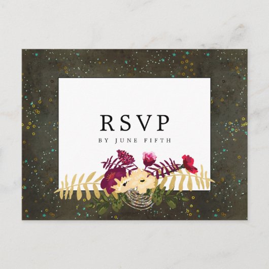 Chalkboard Gold Silver Stars Constellation RSVP Briefkaart (Voorkant)