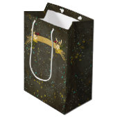 Chalkboard Gold Silver Stars Constellation Sky Medium Cadeauzakje (Voorkant Gekanteld)