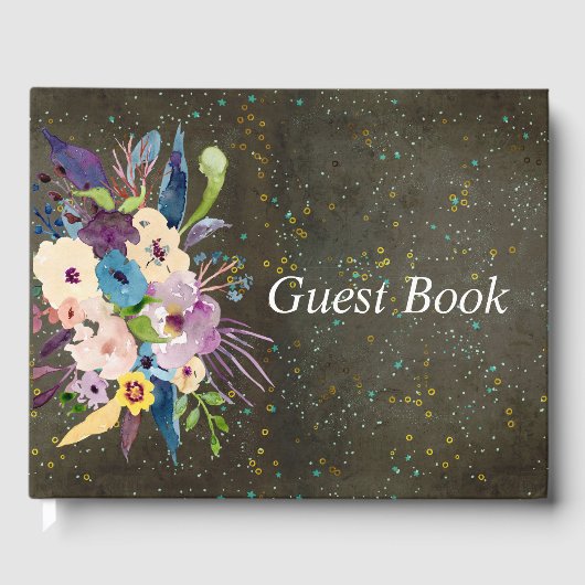 Chalkboard Gold Silver Stars Constellation Wedding Gastenboek (Voorkant)