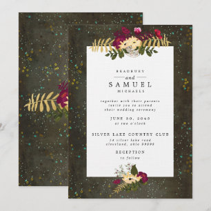 Chalkboard Gold Silver Stars Constellation Wedding Kaart