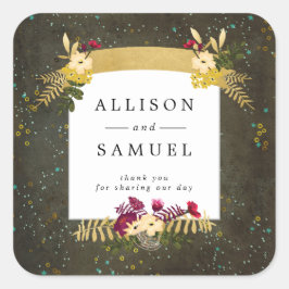 Chalkboard Gold Silver Stars DIY Hartelijk dank Vierkante Sticker