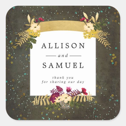 Chalkboard Gold Silver Stars DIY Hartelijk dank Vierkante Sticker (Voorkant)