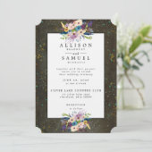Chalkboard Gold Silver Stars Floral Wedding Kaart (Staand voorkant)