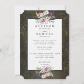 Chalkboard Gold Silver Stars Floral Wedding Kaart (Voorkant)