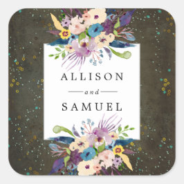 Chalkboard Gold Silver Stars Personal Favor Seal Vierkante Sticker