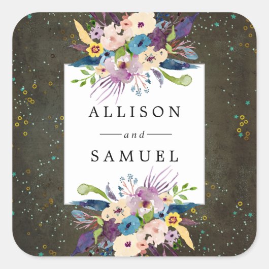 Chalkboard Gold Silver Stars Personal Favor Seal Vierkante Sticker (Voorkant)