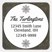 Chalkboard Gold Silver Stars Return Address Vierkante Sticker (Voorkant)