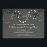 Chalkboard Gold String Lights repetitie diner Kaart<br><div class="desc">Rustiek krijtbord repetitie dineruitnodiging met boomtakken en gouden folie (effect) strijklichten.</div>