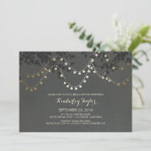 Chalkboard Gold String Lights Vrijgezellenfeest Kaart (Staand voorkant)