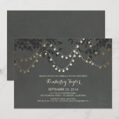 Chalkboard Gold String Lights Vrijgezellenfeest Kaart (Voorkant / Achterkant)