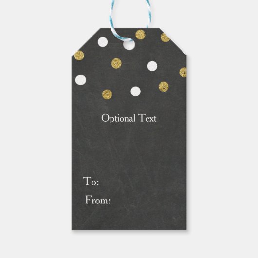 Chalkboard Gold & White Confetti Celebration Party Cadeaulabel (Voorkant)
