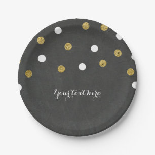Chalkboard Gold & White Confetti Celebration Party Papieren Bordje