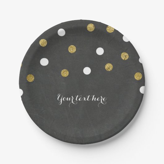 Chalkboard Gold & White Confetti Celebration Party Papieren Bordje (Voorkant)