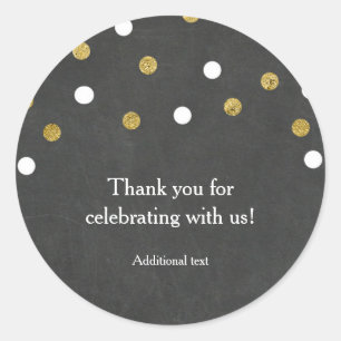 Chalkboard Gold & White Confetti Celebration Party Ronde Sticker