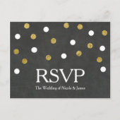 Chalkboard Gold & White Confetti Party RSVP Uitnodiging Briefkaart (Voorkant)