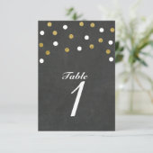 Chalkboard Gold & White Confetti Table Number Kaar Kaart (Staand voorkant)