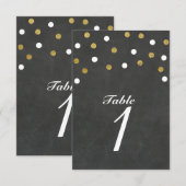 Chalkboard Gold & White Confetti Table Number Kaar Kaart (Voorkant / Achterkant)
