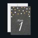 Chalkboard Gold & White Confetti Table Number Kaar Kaart<br><div class="desc">Chalkboard Gold & White Confetti Table Number Kaart. Zoek naar overeenkomende objecten in mijn winkel. Neem contact met mij op voor een aangepaste bestelling.</div>